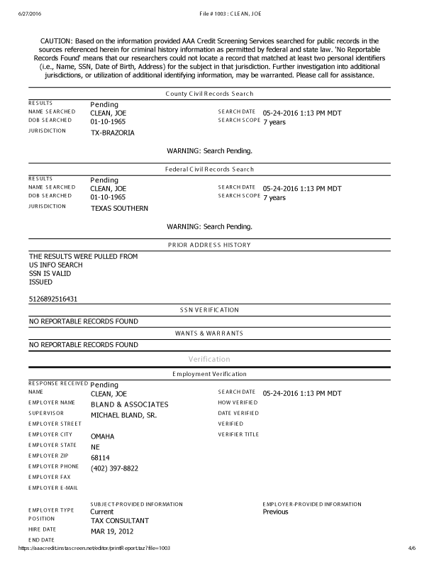 employee driving record employee criminal record